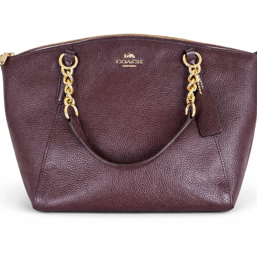Coach Small Kelsey Satchel in Oxblood burgundy maroon pebbled leather - Picture 1 of 8